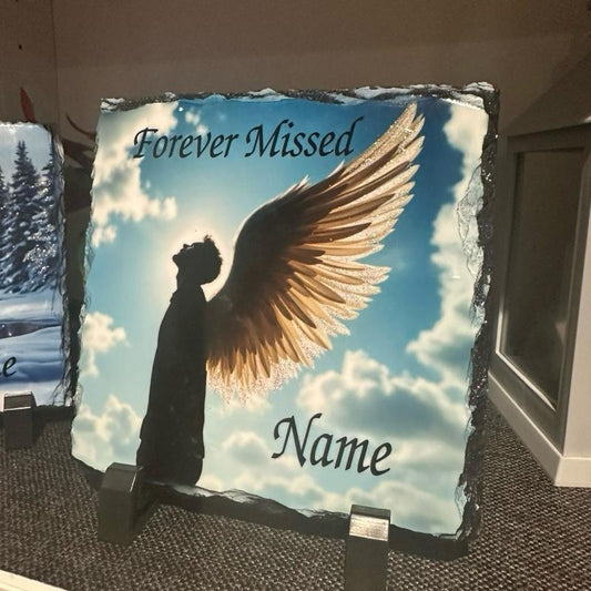 Personalised Angel Man wings design outdoor or indoor slate