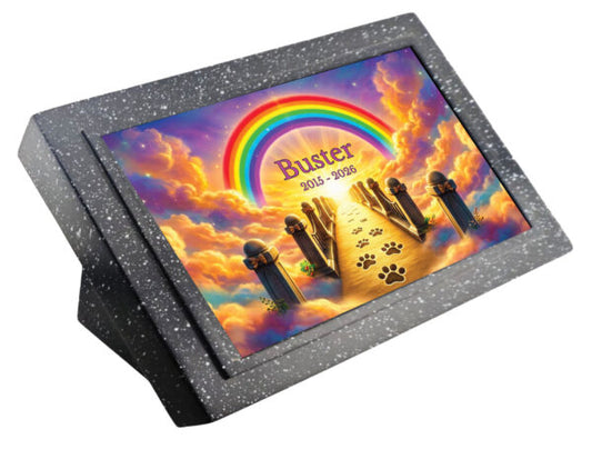 Personalised Rainbow Bridge Design Black Memorial Grave Marker Plaque