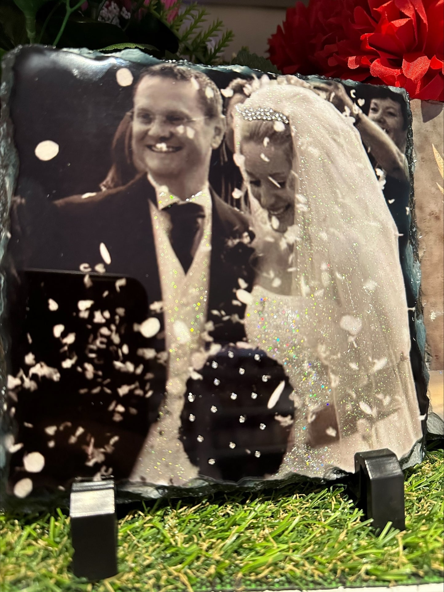 Glitter photo personalised slates