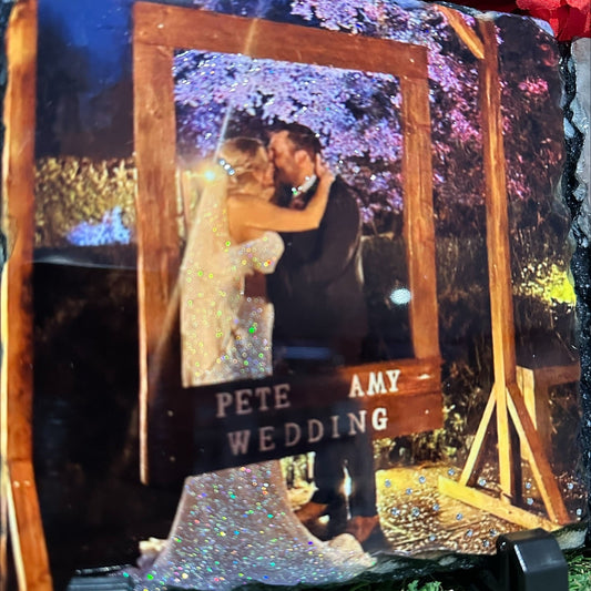 Glitter photo personalised slates