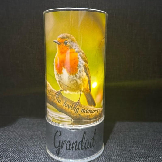 Options- Robin memorial light tube with glitter detail detail